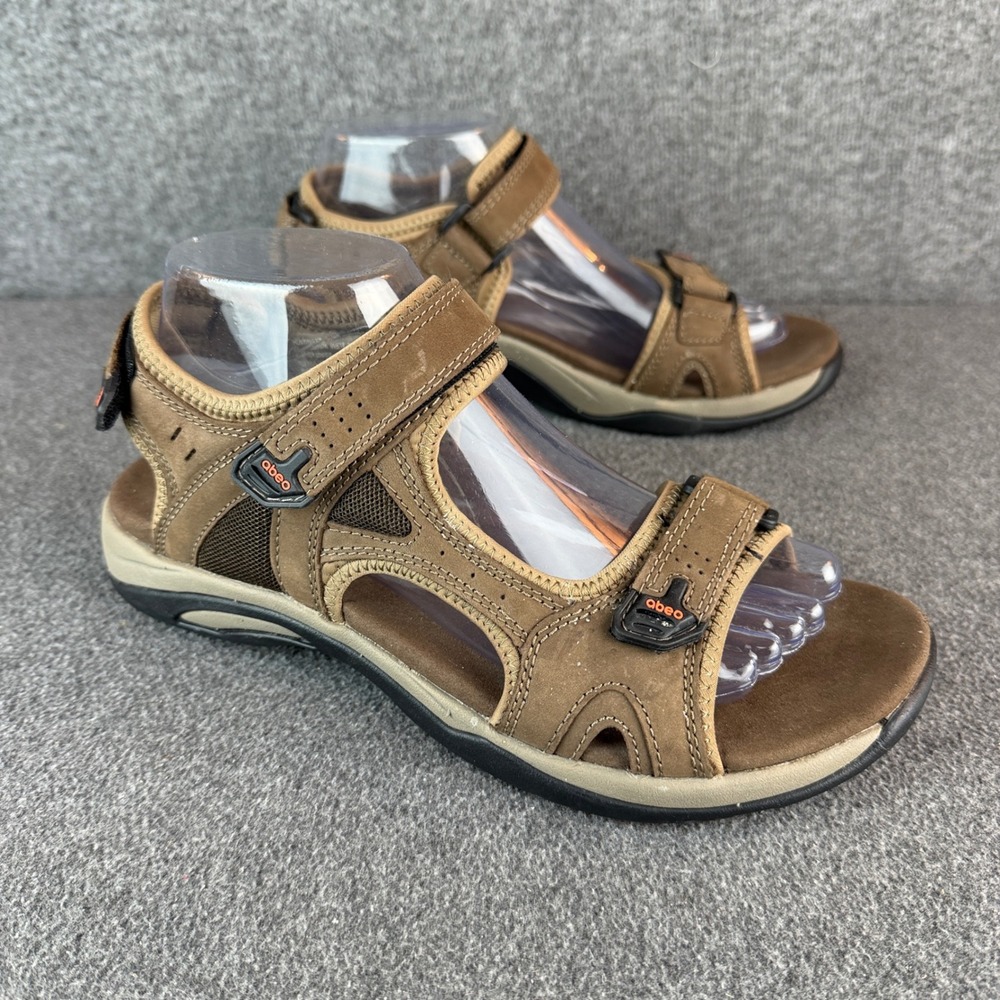 Abeo Womens 9N Brown Leather Sport Sandals B.I.O.system Triple Strap Comfort
